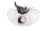 Winter Plush Cat Tunnel with Cat Bed