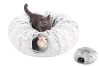 Winter Plush Cat Tunnel with Cat Bed