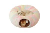 Winter Plush Cat Tunnel with Cat Bed