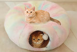 Winter Plush Cat Tunnel with Cat Bed