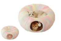 Winter Plush Cat Tunnel with Cat Bed