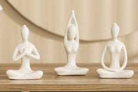 White Ceramic Yoga Pose Statue Sculpture