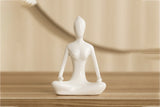 White Ceramic Yoga Pose Statue Sculpture