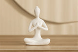 White Ceramic Yoga Pose Statue Sculpture