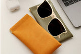 2Pcs Squeeze Top Sunglasses Pouches Portable Leather Glasses Storage Bags