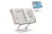 Adjustable Book Stand for Reading with 360 Degree Rotating Base and Page Clips