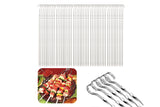 50Pcs 30cm Flat Long Stainless Steel Skewers for Grilling