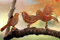 4Pcs Rusty Metal Birds Fence Art Decor