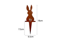 3Pcs Rust Easter Bunny Garden Stake Metal Garden Art Decor