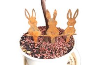 3Pcs Rust Easter Bunny Garden Stake Metal Garden Art Decor