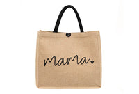 Jute Tote Bag with Handle Reusable Handbags Burlap Tote Mama Bag