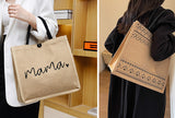 Jute Tote Bag with Handle Reusable Handbags Burlap Tote Mama Bag