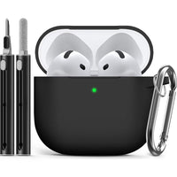 Compatible with Apple Airpods 4 Silicone Full Case Keychain and Cleaner Kit