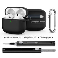 Compatible with Apple Airpods 4 Silicone Full Case Keychain and Cleaner Kit