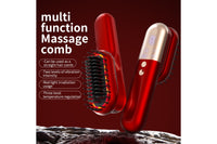 Wireless Hair Straightener Brush with Vibration Red Light