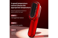 Wireless Hair Straightener Brush with Vibration Red Light