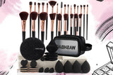 47Pcs Makeup Brushes Powder Puff Cleaning Pad Set with Bag