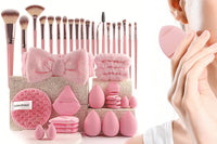 40Pcs Makeup Brush Set with Sponges Cleansing Pads