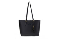 PU Tote Bag with Fluffy Pom-Pom Charm