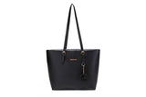 PU Tote Bag with Fluffy Pom-Pom Charm