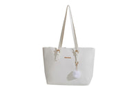 PU Tote Bag with Fluffy Pom-Pom Charm