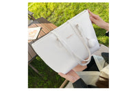 PU Tote Bag with Fluffy Pom-Pom Charm