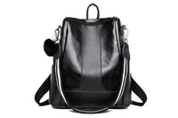 Women PU Leather Fluffy Ball Ornament Backpack