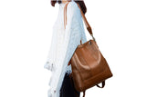 Women PU Leather Fluffy Ball Ornament Backpack