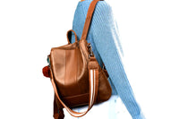 Women PU Leather Fluffy Ball Ornament Backpack