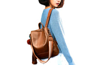 Women PU Leather Fluffy Ball Ornament Backpack