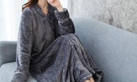 Women Plush Zipper Lounger Robe