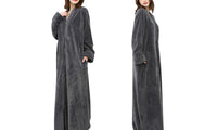 Women Plush Zipper Lounger Robe