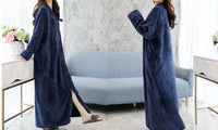 Women Plush Zipper Lounger Robe