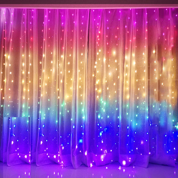 3M Remote Control Christmas Rainbow LED Curtain Lights