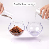 15 Degree Tilted Cat Food Bowl with Stand Single or Double Dish Feeder