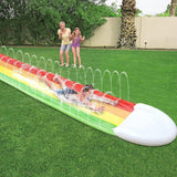 Lawn Water Slide Rainbow Slip Slide with Spraying and Crash Pad