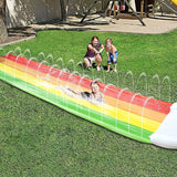 Lawn Water Slide Rainbow Slip Slide with Spraying and Crash Pad