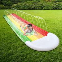 Lawn Water Slide Rainbow Slip Slide with Spraying and Crash Pad