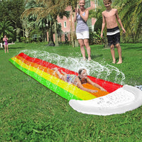 Lawn Water Slide Rainbow Slip Slide with Spraying and Crash Pad