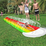 Lawn Water Slide Rainbow Slip Slide with Spraying and Crash Pad