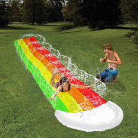 Lawn Water Slide Rainbow Slip Slide with Spraying and Crash Pad