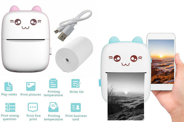 Portable Mini Photo Printer with 6 Roll Thermal Paper