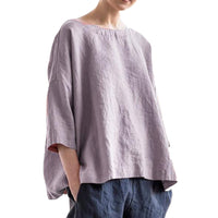 Women's Casual Cotton Linen 3/4 Sleeve Top