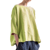 Women's Casual Cotton Linen 3/4 Sleeve Top