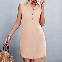 Women Sleeveless Shirt Dress