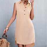 Women Sleeveless Shirt Dress