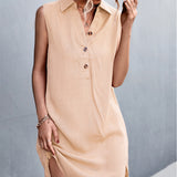 Women Sleeveless Shirt Dress