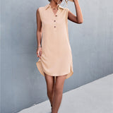 Women Sleeveless Shirt Dress