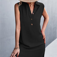 Women Sleeveless Shirt Dress