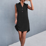 Women Sleeveless Shirt Dress